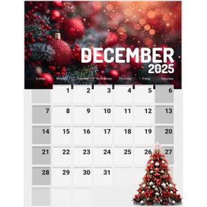 Christmas Calendar Design Customizable PowerPoint clipart graphic preview.