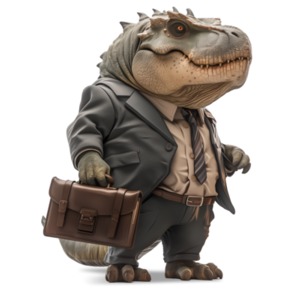 Business Dinosaur PowerPoint clipart graphic preview.