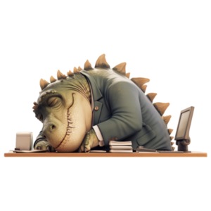 Business Dinosaur Sleeping PowerPoint clipart graphic preview.