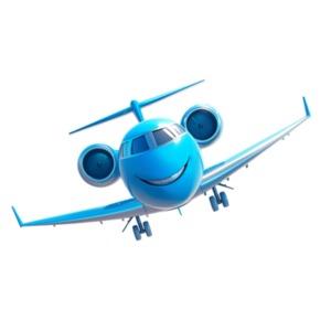Happy Jet Airplane PowerPoint clipart graphic preview.