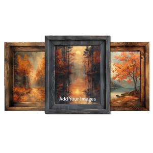Three Wooden Frames Customizable PowerPoint clipart graphic preview.