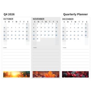 Printable Q4 2026 Quarterly Planner Customizable PowerPoint clipart graphic preview.