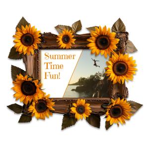 Sunflower Frame - Customizable PowerPoint clipart graphic preview.