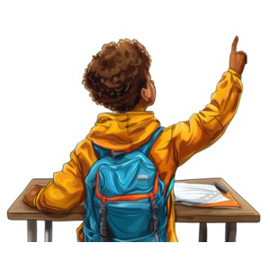 Student Boy Hand Raised PowerPoint clipart graphic preview.