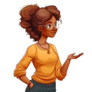 Woman Instructor Gesturing PowerPoint clipart graphic preview.