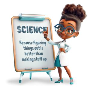 Science Woman and Whiteboard Customizable PowerPoint clipart graphic preview.