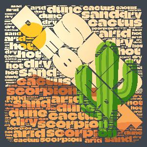 Desert Sun Word Cloud Customizable PowerPoint clipart graphic preview.