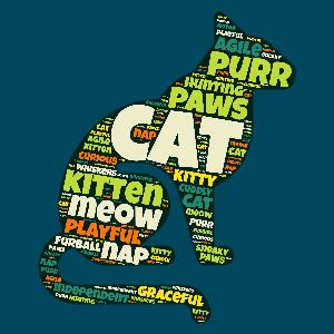 Cat Word Cloud Customizable PowerPoint clipart graphic preview.
