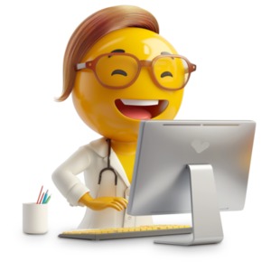 of Healthcare Emoji at Computer PowerPoint clipart graphic preview.
