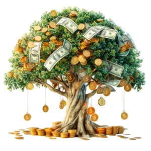 Money Tree PowerPoint clipart graphic preview.