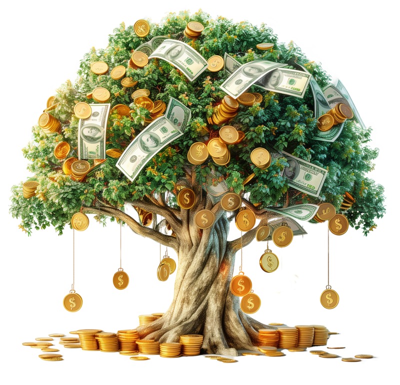 High-resolution clipart illustration of Money Tree Clipart, designed for creative multimedia presentations, dynamic visual storytelling, and professional content design.