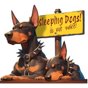 Let Sleeping Dogs Lie Idiom Customizable PowerPoint clipart graphic preview.