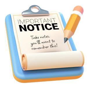 Important Notice Clipboard Customizable PowerPoint clipart graphic preview.