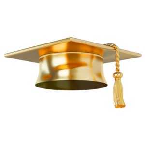 Golden Graduate Cap PowerPoint clipart graphic preview.