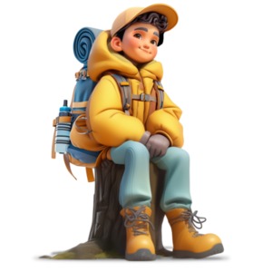 Hiker Taking a Rest PowerPoint clipart graphic preview.