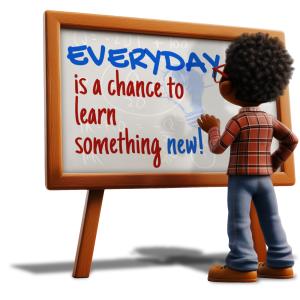 Boy Standing at Message Board - Customizable PowerPoint clipart graphic preview.