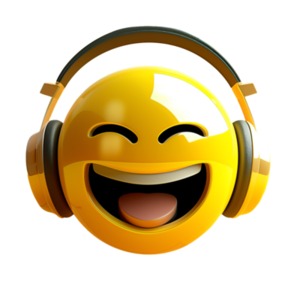 Smiling Emoji Listening to Music PowerPoint clipart graphic preview.