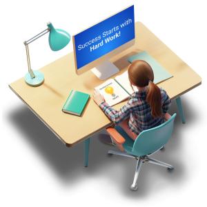 Hard Work Studying - Custom Customizable PowerPoint clipart graphic preview.