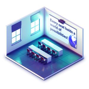 Isometric Classroom Smartboard - Custom Customizable PowerPoint clipart graphic preview.