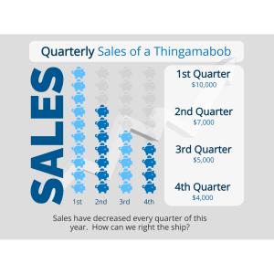 Quarterly Sales Pictograph Template Customizable PowerPoint clipart graphic preview.