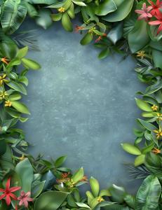 Tropical Foliage Frame PowerPoint clipart graphic preview.