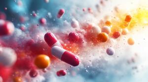 Colorful Pharmaceutical Background PowerPoint clipart graphic preview.