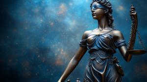 Lady Justice Statue PowerPoint clipart graphic preview.