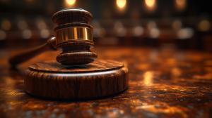 Legal Gavel Close-Up PowerPoint clipart graphic preview.