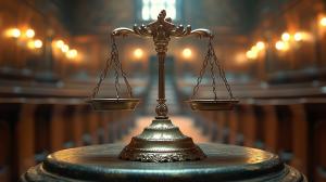 Scales of Justice Display PowerPoint clipart graphic preview.