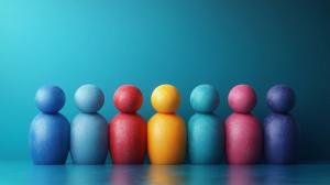 Colorful Team Figures PowerPoint clipart graphic preview.
