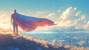 Heroic Vision at Sunset PowerPoint clipart graphic preview.
