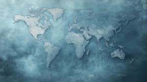 Elegant World Map Design PowerPoint clipart graphic preview.