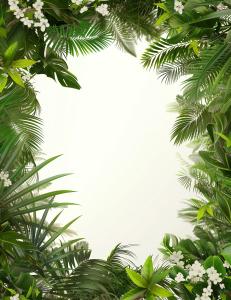 Tropical Leaf Frame PowerPoint clipart graphic preview.
