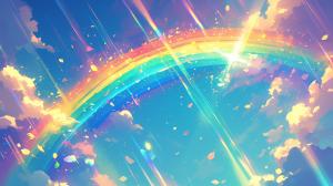 Vibrant Rainbow Sky PowerPoint clipart graphic preview.