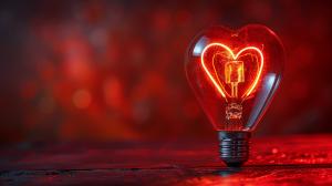 Heart-Shaped Light Bulb PowerPoint clipart graphic preview.