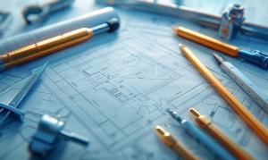 Architectural Blueprint Background PowerPoint clipart graphic preview.