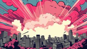 Explosive Cityscape Background PowerPoint clipart graphic preview.
