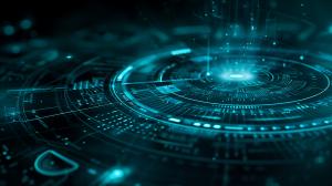 Futuristic Digital Interface PowerPoint clipart graphic preview.