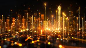 Golden Urban Landscape PowerPoint clipart graphic preview.
