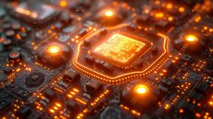 Futuristic Circuit Board Design PowerPoint clipart graphic preview.