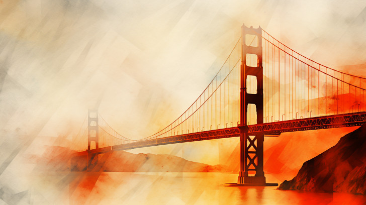 High-resolution clipart illustration of Golden Gate Bridge Art 

, designed for corporate facility safety compliance, residential property access control, and physical security asset management.