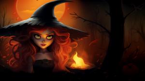 Enchanted Witch Scene PowerPoint clipart graphic preview.