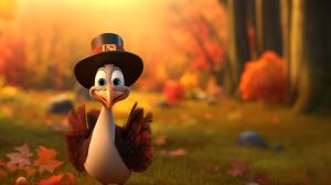 Whimsical Autumn Turkey PowerPoint clipart graphic preview.