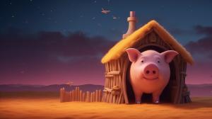 Charming Pig at Barn PowerPoint clipart graphic preview.