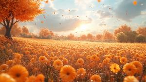 Vibrant Orange Flower Field PowerPoint clipart graphic preview.