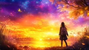 Enchanted Sunset View PowerPoint clipart graphic preview.