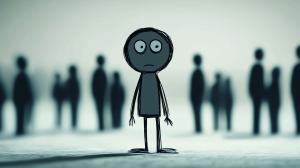 Isolation in a Crowd PowerPoint clipart graphic preview.