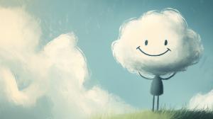 Joyful Cloud Character PowerPoint clipart graphic preview.
