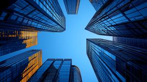 Urban Skyscraper Perspective PowerPoint clipart graphic preview.