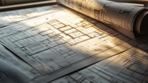 Architectural Blueprint Design PowerPoint clipart graphic preview.